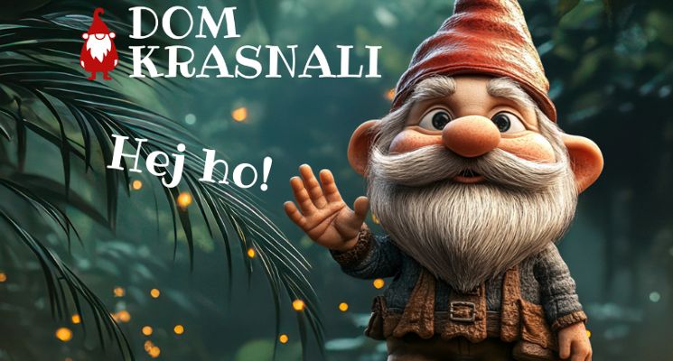 Plakat Dom Krasnali –  zwiedzanie z przewodnikiem Krasnalem Gawędziarzem