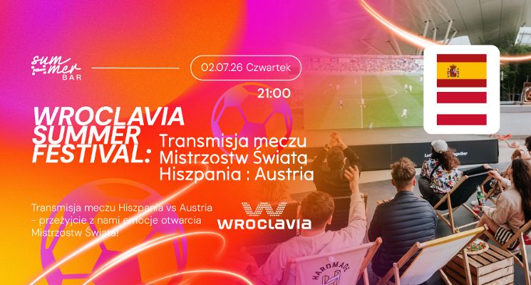 Plakat Wroclavia Summer Festival: Transmisja meczu mistrzostw świata Hiszpania vs Austria