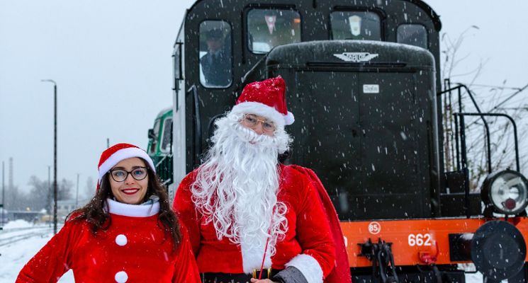 Plakat Kolejowe zakamarki Wrocławia ze Świętym Mikołajem