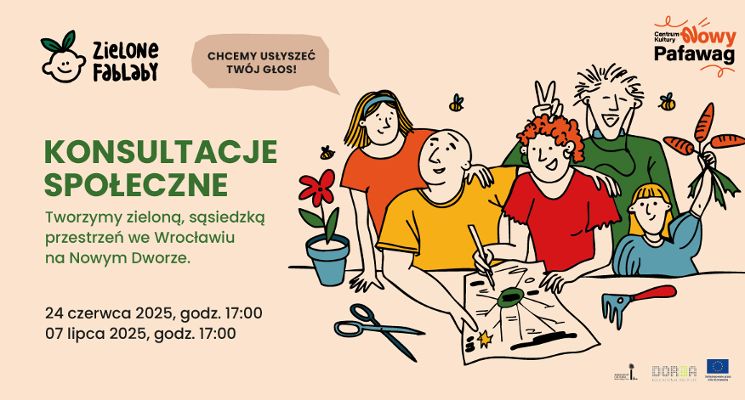 Plakat Tworzymy zieloną, sąsiedzką przestrzeń na Nowym Dworze [konsultacje społeczne]