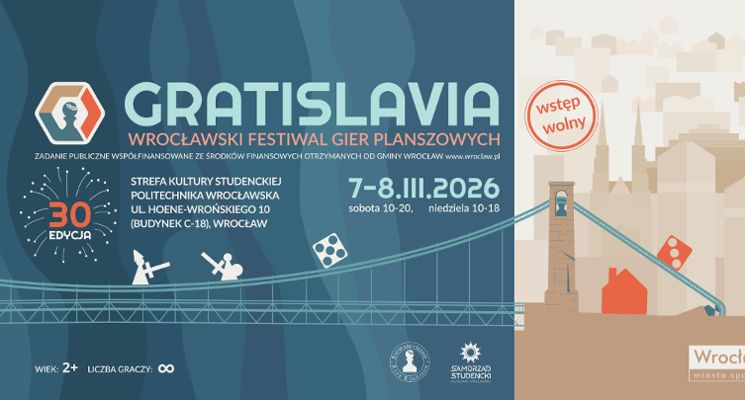Plakat Wrocławski Festiwal Gier Planszowych Gratislavia - XXX edycja