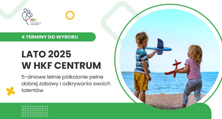 Plakat Lato w HKF Centrum – Letnie półkolonie