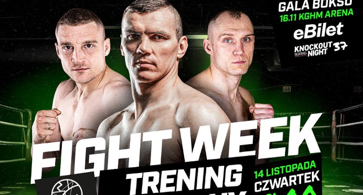 Plakat Fight Week czyli trening i ceremonia ważenia w Pasażu Grunwaldzkim