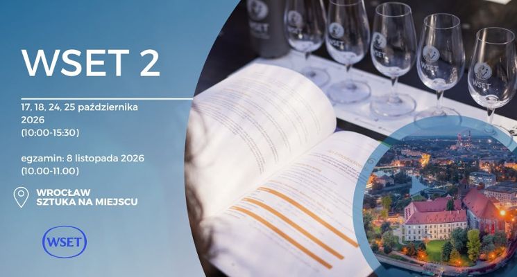 Plakat Kurs wiedzy o winie WSET 2 we Wrocławiu