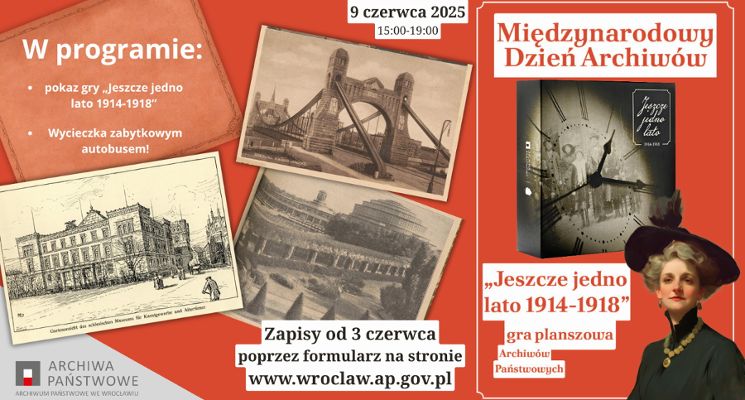 Plakat Międzynarodowy Dzień Archiwów w Archiwum Państwowym we Wrocławiu