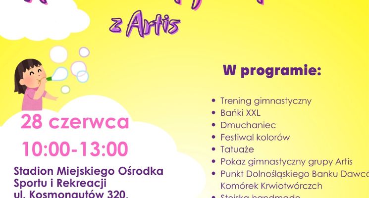 Plakat Rodzinny festyn z Artis gimnastyka artystyczna