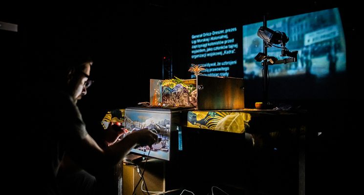 Plakat Łowcy głów - spektakl/instalacja/wykład performatywny Ludomira Franczaka