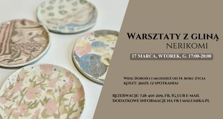 Plakat WARSZTATY Z GLINĄ - TECHNIKA NERIKOMI