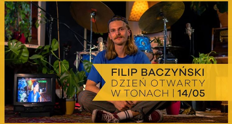 Plakat Dzień otwarty klasy perkusji. Darmowe lekcje gry na perkusji z Filipem Baczyńskim