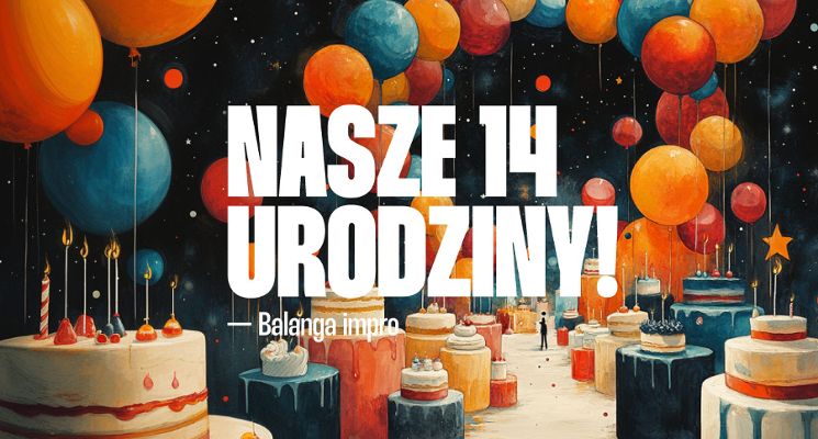 Plakat 14. Urodziny Improwizowanych Poniedziałków