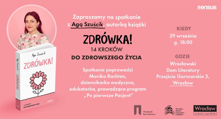 Plakat „Zdrówka! 14 kroków do zdrowszego życia” – spotkanie z Agą Szuścik