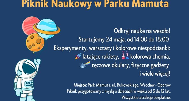 Plakat MamutoNauci Piknik Naukowy w Parku Mamuta