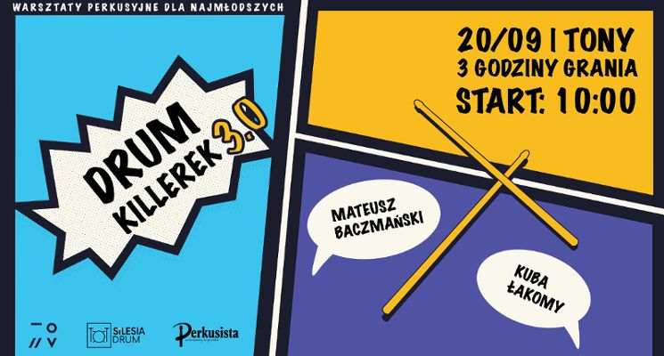 Plakat Drum Killerek 3.0. Warsztaty perkusyjne dla dzieci 7-12 lat
