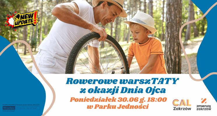 Plakat Rowerowe warszTATY z okazji Dnia Ojca