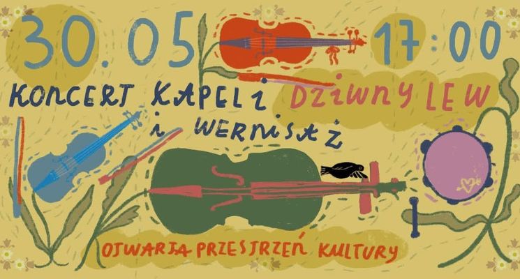 Plakat "Kątem Oka" Koncert Zespołu Dziwny Lew oraz Wernisaż