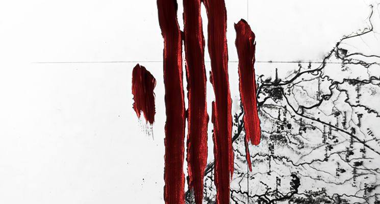 Plakat Kim jest ten człowiek, co tak broczy krwią? | spektakl