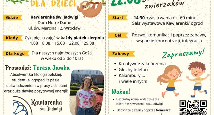 Plakat Dzień rozbrykanych zwierzaków – zajęcia wakacyjne dla dzieci