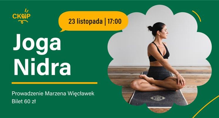 Plakat Joga Nidra – głęboki relaks - oddech dla ciała i umysłu.