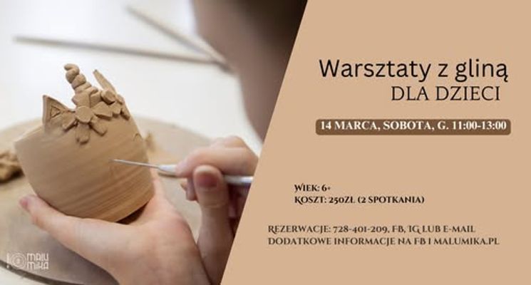 Plakat WARSZTATY LEPIENIA Z GLINY DLA DZIECI