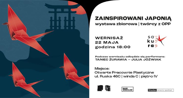 Plakat Zainspirowani Japonią. Wernisaż wystawy zbiorowej OPP