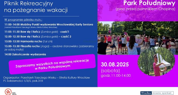 Plakat Piknik rekreacyjny na pożegnanie wakacji