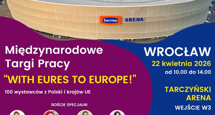 Plakat Międzynarodowe Targi Pracy "With EURES to Europe!"