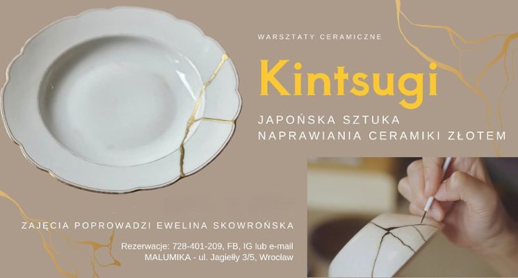 Plakat Kintsugi – japońska sztuka naprawiania ceramiki złotem [warsztaty]