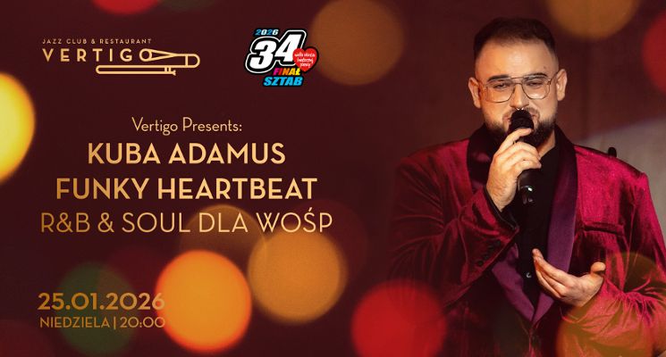 Plakat Kuba Adamus: Funky Heartbeat – R&B & Soul dla WOŚP
