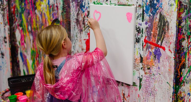 Plakat Ferie w Pigcasso - kreatywne malowanie / chlapanie dla dzieci i dorosłych