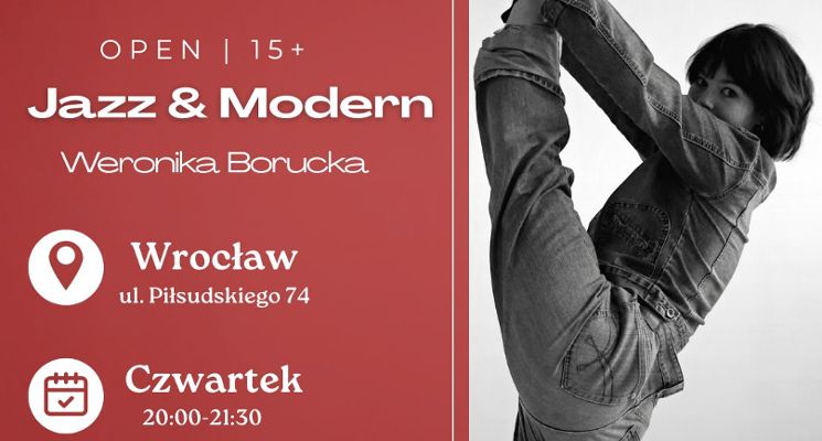 Plakat Otwarte zajęcia taneczne Jazz & Modern dla młodzieży i dorosłych