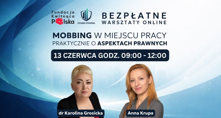 Plakat Stand Strong - mobbing w miejscu pracy - praktycznie o aspektach prawnych