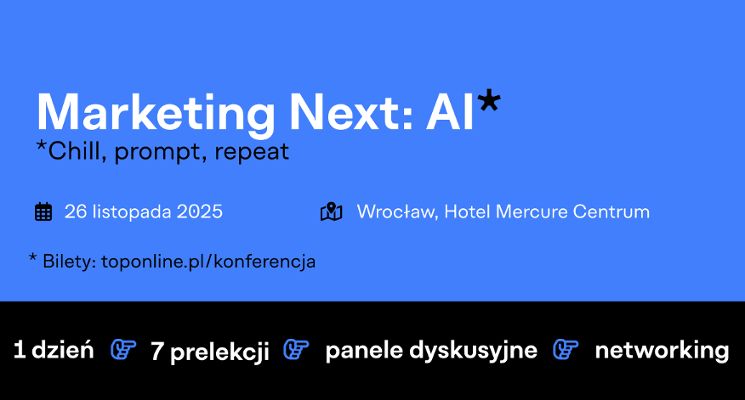 Plakat Marketing Next: AI. Chill, prompt, repeat