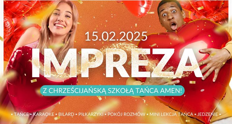 Plakat Walentynkowa Impreza z Amen!