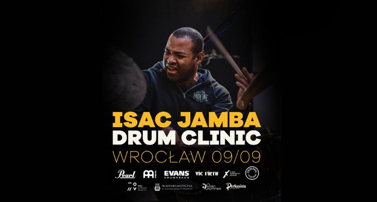 Plakat Isac Jamba – Drum Clinic. Warsztaty perkusyjne