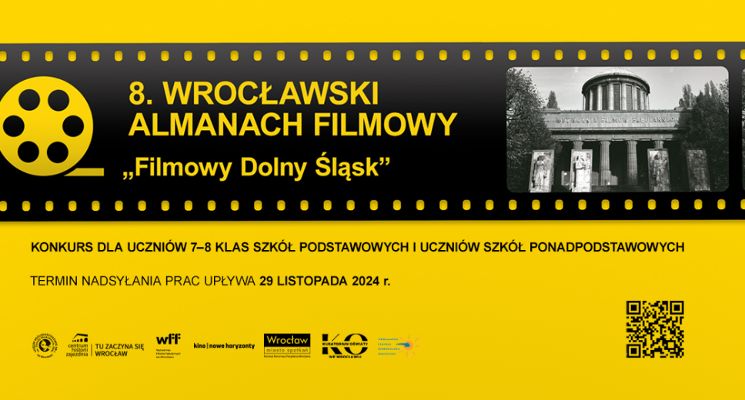Plakat KONKURS 8. Wrocławski Almanach Filmowy „Filmowy Dolny Śląsk”
