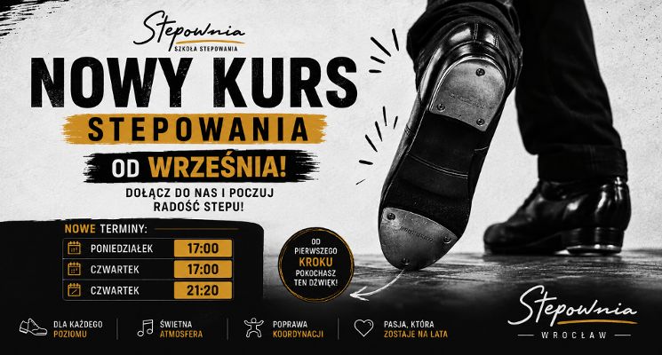 Plakat Kurs Stepowania dla Zupełnie Początkujących