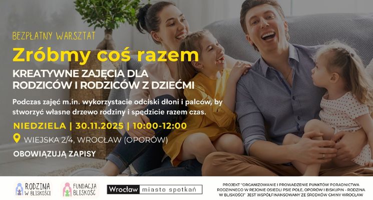 Plakat Zróbmy coś razem- zajęcia dla dzieci i rodziców