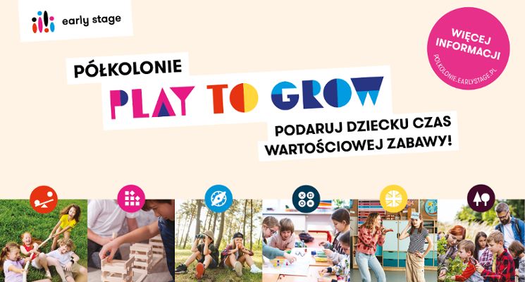 Plakat Półkolonie Play to Grow – z językiem angielskim