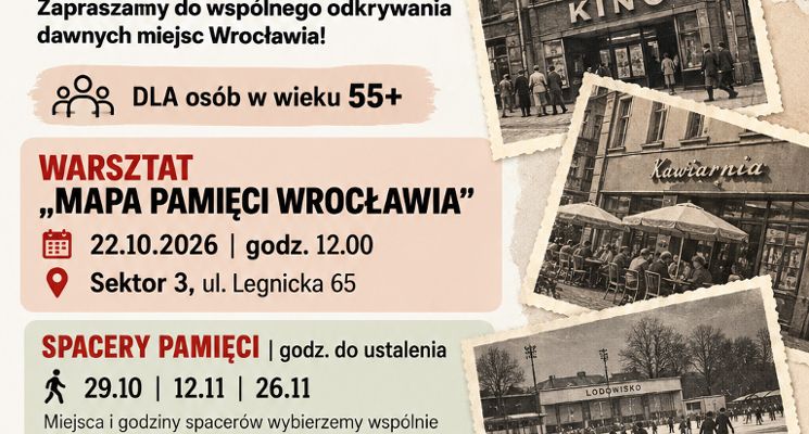 Plakat Bezpłatny warsztat wspomnień i spacery pamięci