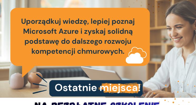 Plakat Bezpłatne szkolenie Microsoft Azure AZ-104 dla kobiet 18+