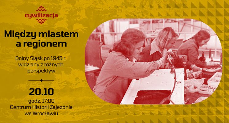 Plakat Debata „Między miastem a regionem” we Wrocławiu