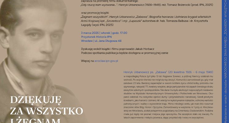 Plakat „Dziękuję za wszystko i żegnam wszystkich” dyskusja wokół książki i projekcja filmu