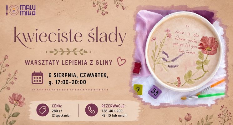 Plakat Warsztaty z gliną - Kwieciste ślady