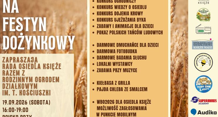 Plakat FESTYN DOŻYNKOWY NA KSIĘŻU!