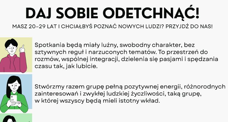 Plakat Daj sobie odetchnąć - spotkania młodych dorosłych!
