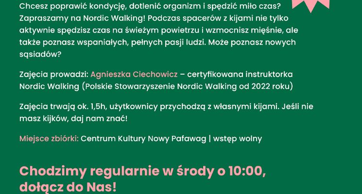 Plakat Nordic walking - bezpłatne zajęcia