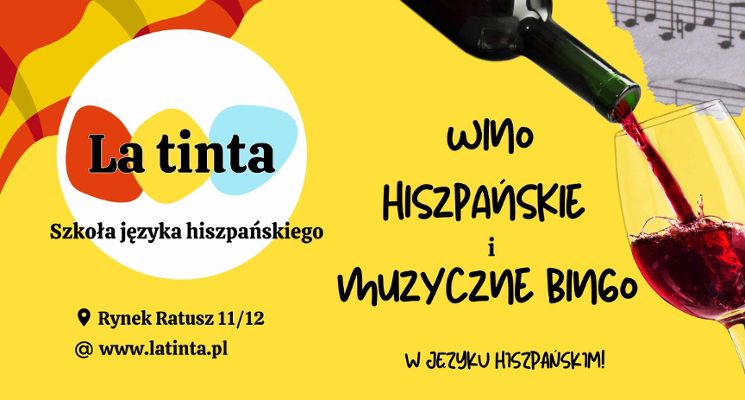 Plakat Hiszpańskie wino i muzyczne bingo