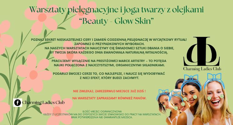 Plakat Warsztaty pielęgnacyjne i joga twarzy z olejkami