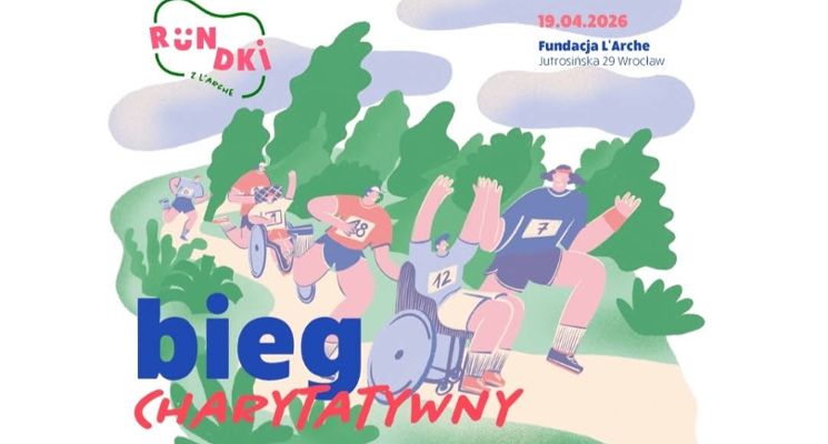 Plakat RUNDKI Z L'ARCHE - BIEG CHARYTATYWNY - WSPIERAMY OSOBY Z NIEPEŁNOSPRAWNOŚCIĄ
