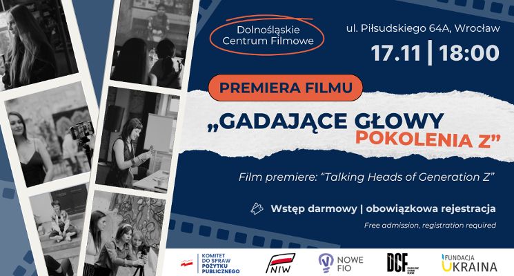 Plakat Premiera filmu „Gadające Głowy Pokolenia Z” + etiudy filmowe młodych twórców